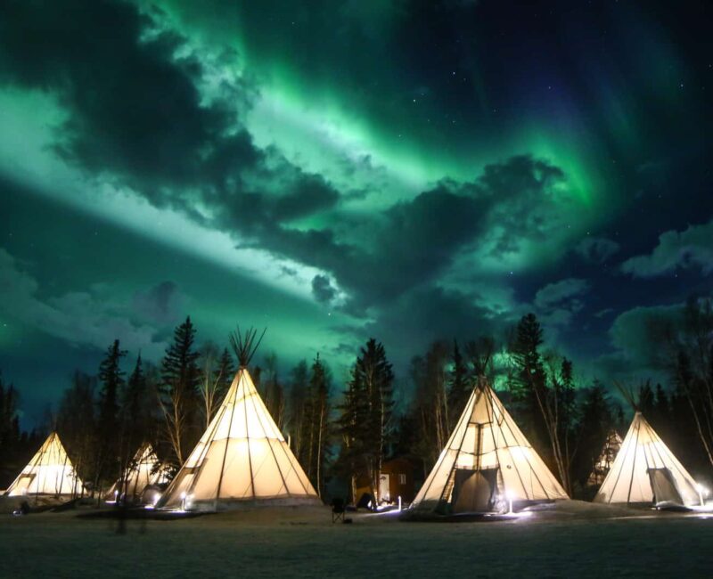 Aurora-Village-Yellowknife-Northwest-Territories-Canada-Aurora-Borealis-Northern-Lights-teepees-Credit-Julian-